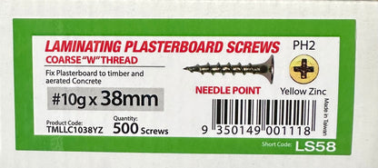 Screws 38mmx10g Loose Laminated 500 (TMLLC1038YZ)