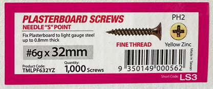 Screws 32mmx6g Loose Fine Needle 1000 (TMLPF632YZ)